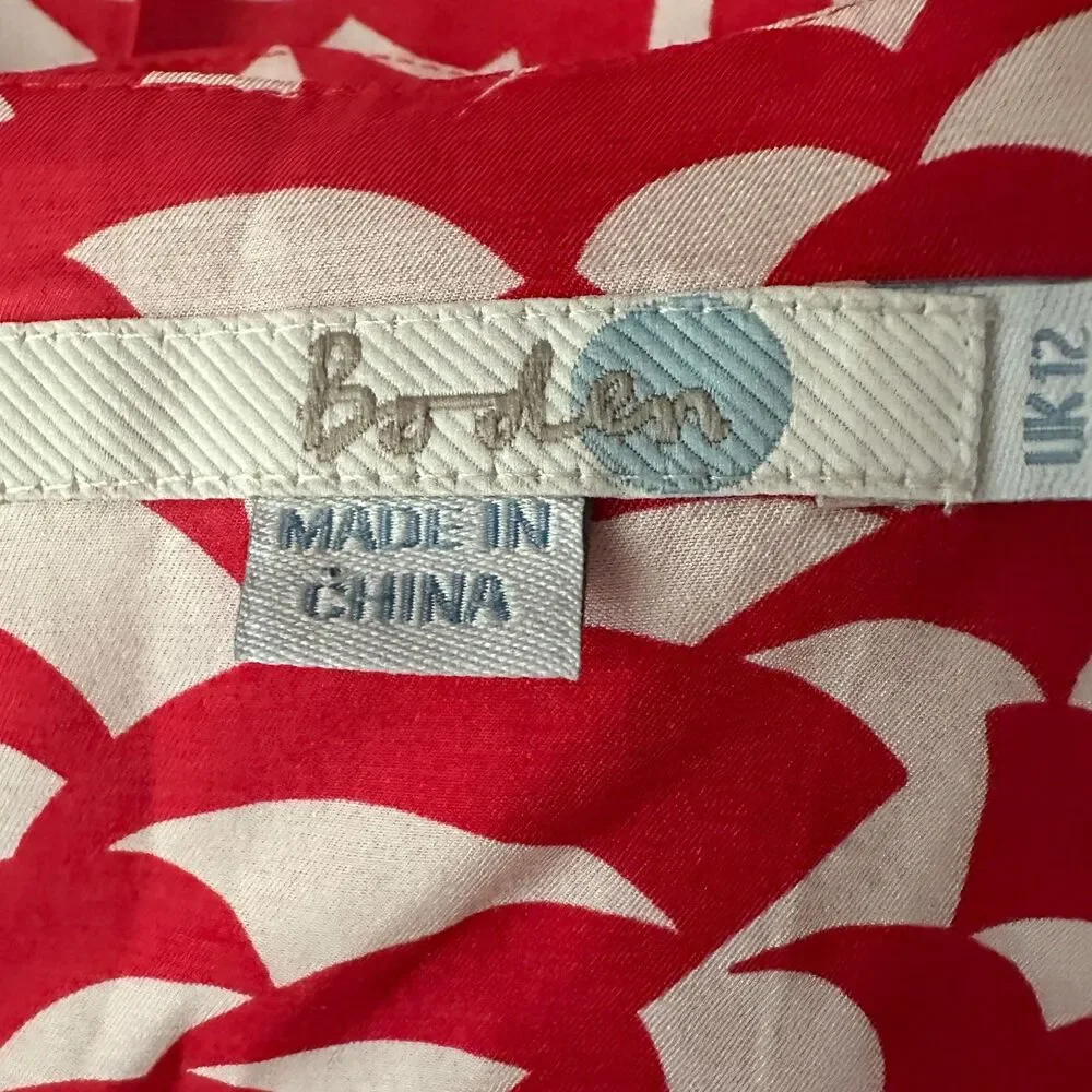 Boden Women's Silk Blend Scoop Neck Short Sleeve Print Top Size 8